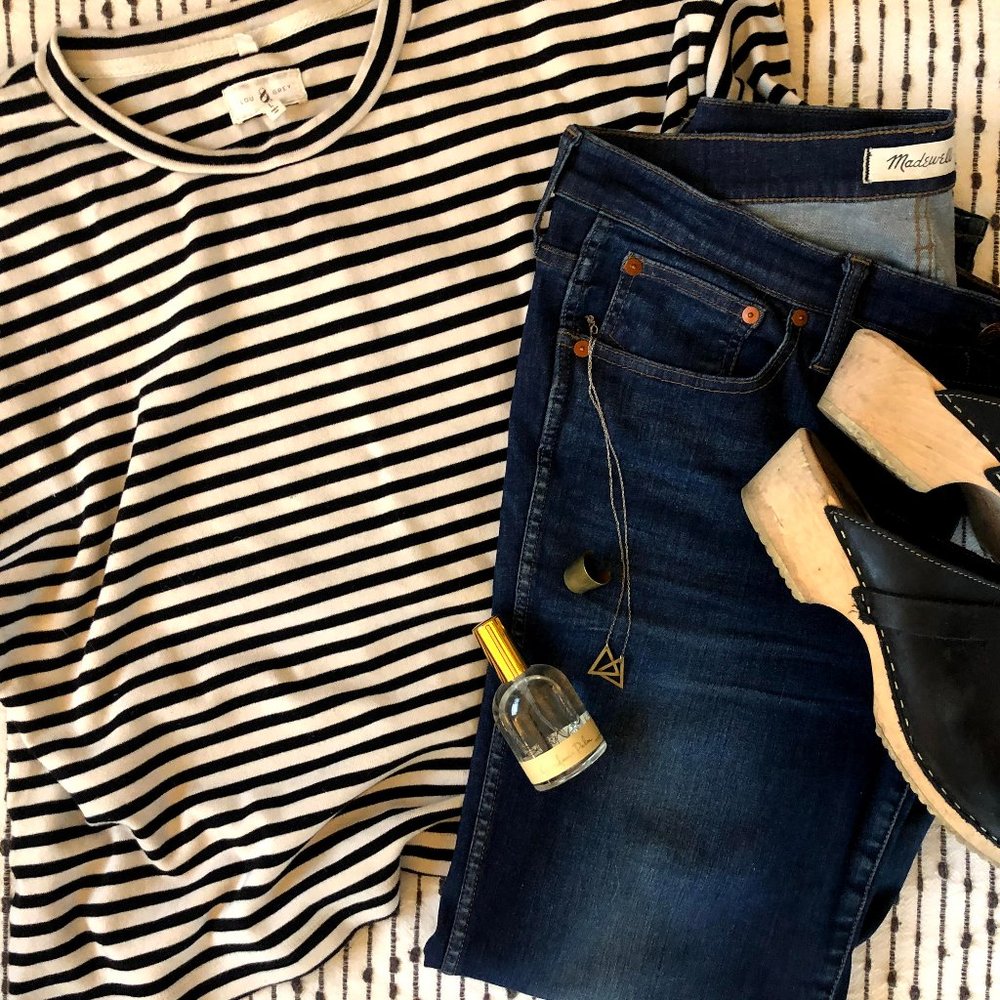 B&W Stripe, Boxy Lou & Grey Tee